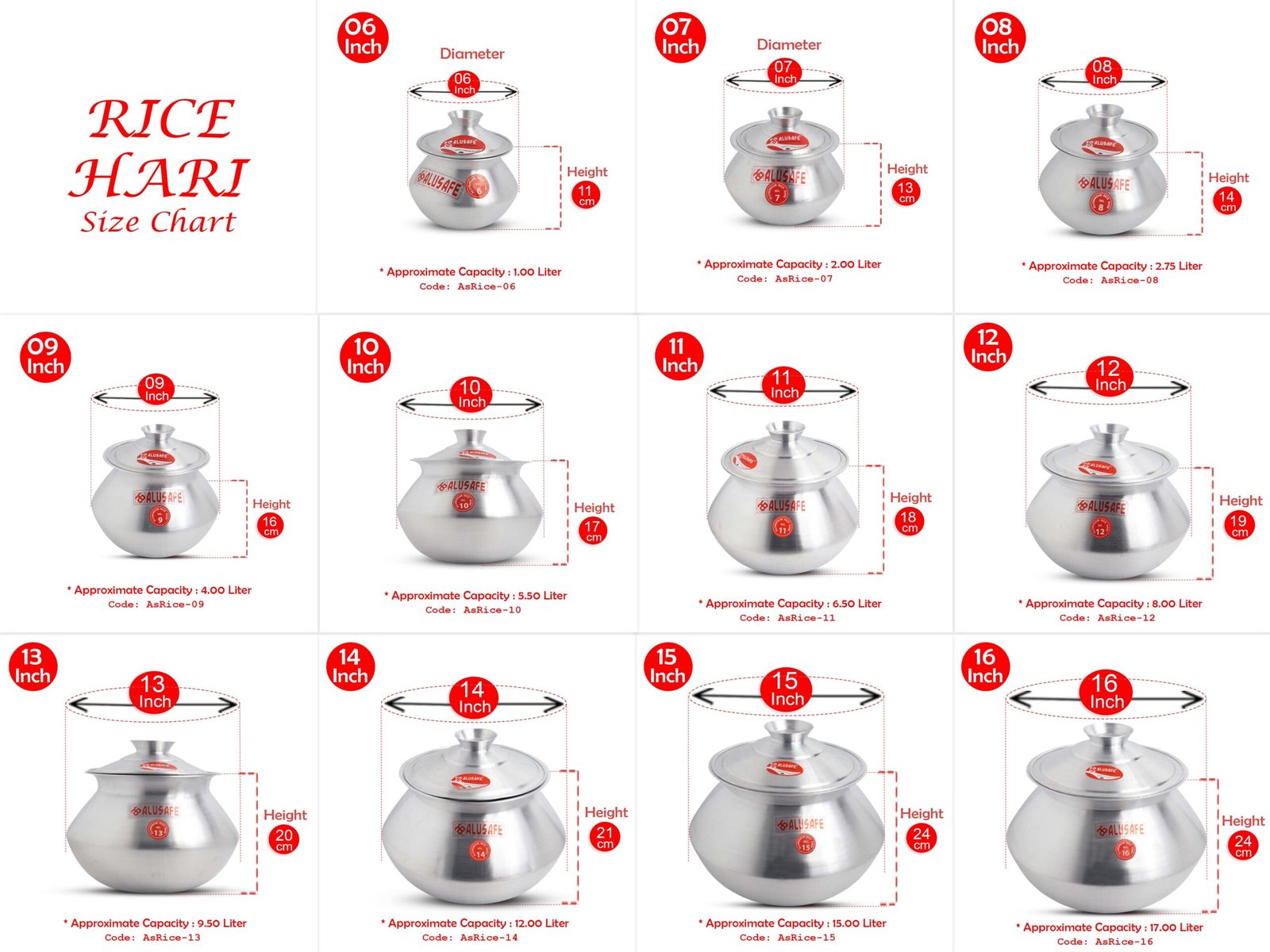 Rice Hari All size chart web