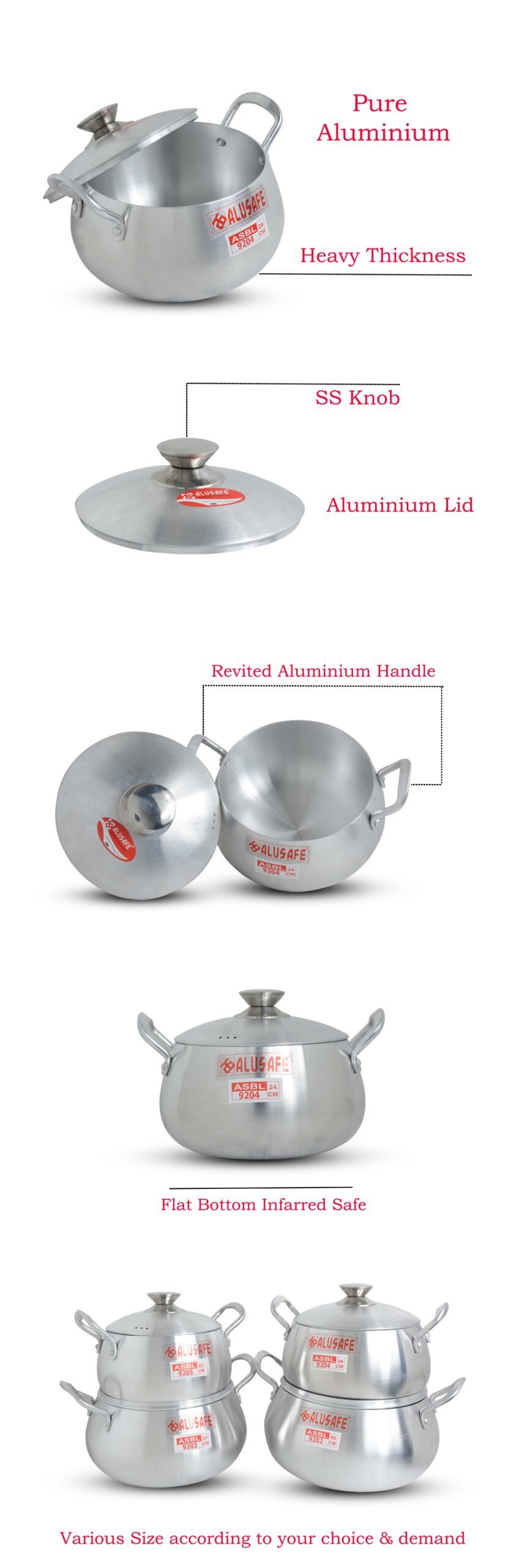 Alusafe Belly Casserole with Lid